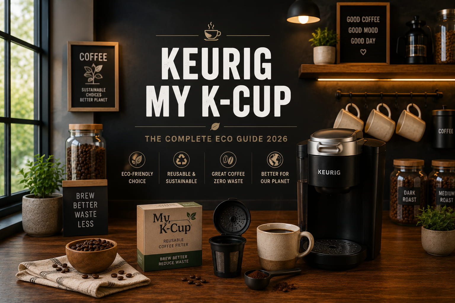 Keurig My K-Cup Universal Reusable Filter with a Keurig coffee machine in a modern eco-friendly kitchen