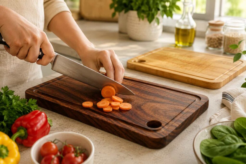 Acacia wood cutting board durability during daily chopping